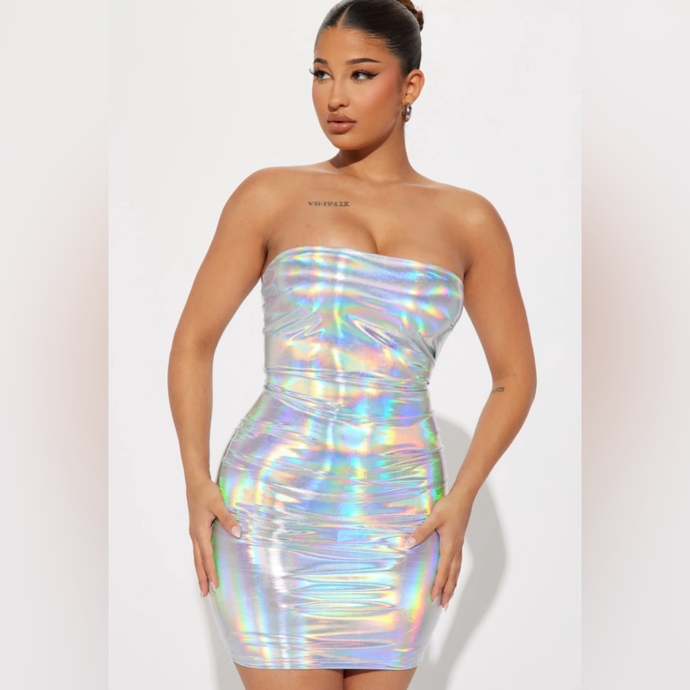 BNWT Fashion Nova Energy Tube Mini Dress - Silver small